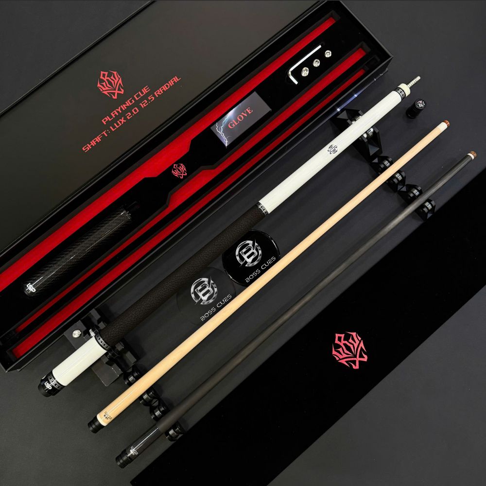 Gậy Bida Lỗ Leadsuper Luxury 2.0 White - Kèm 2 Ngọn (Carbon & Mộc)/Gậy Bida Chính Hãng Leadsuper 32 leadlux2.0w