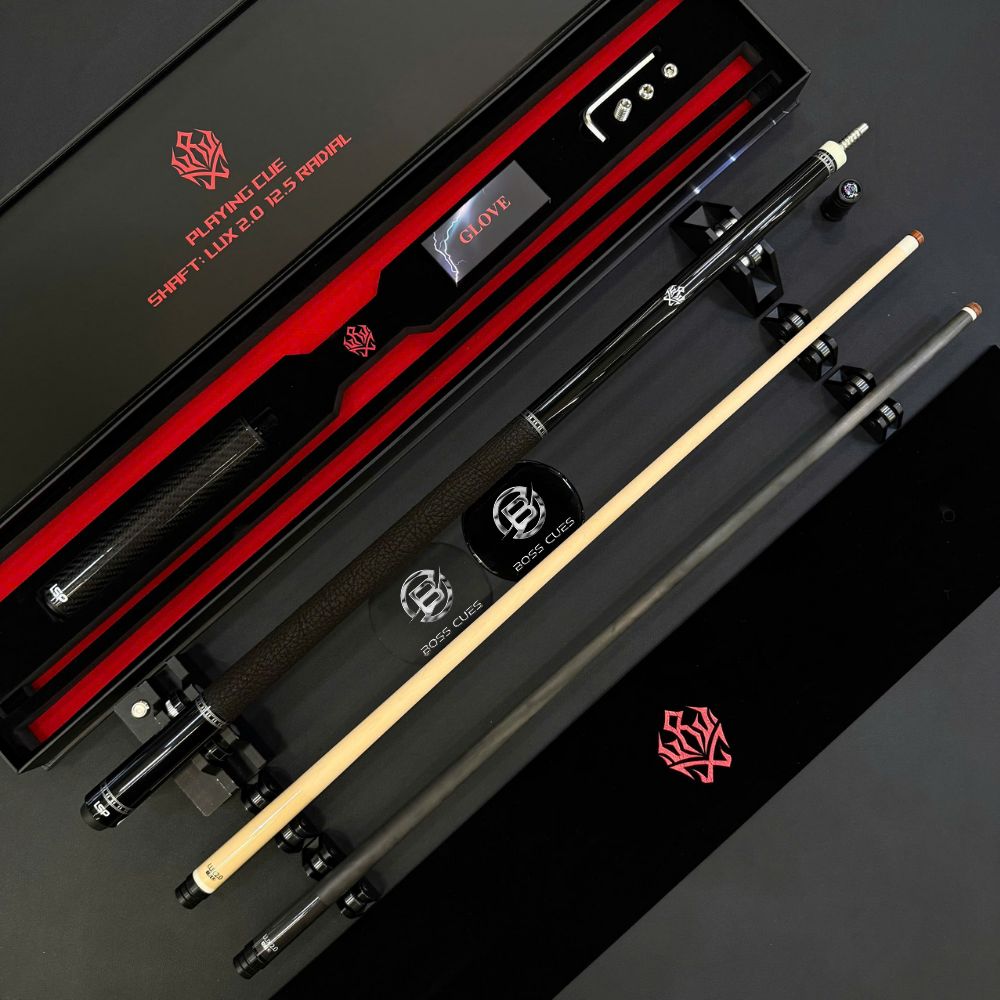 Gậy Bida Lỗ Leadsuper Luxury 2.0 Black - Kèm 2 Ngọn (Carbon & Mộc)/Gậy Bida Chính Hãng Leadsuper 34 leadlux2.0bl